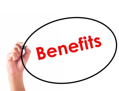 Person circling the word benefits with a red marker